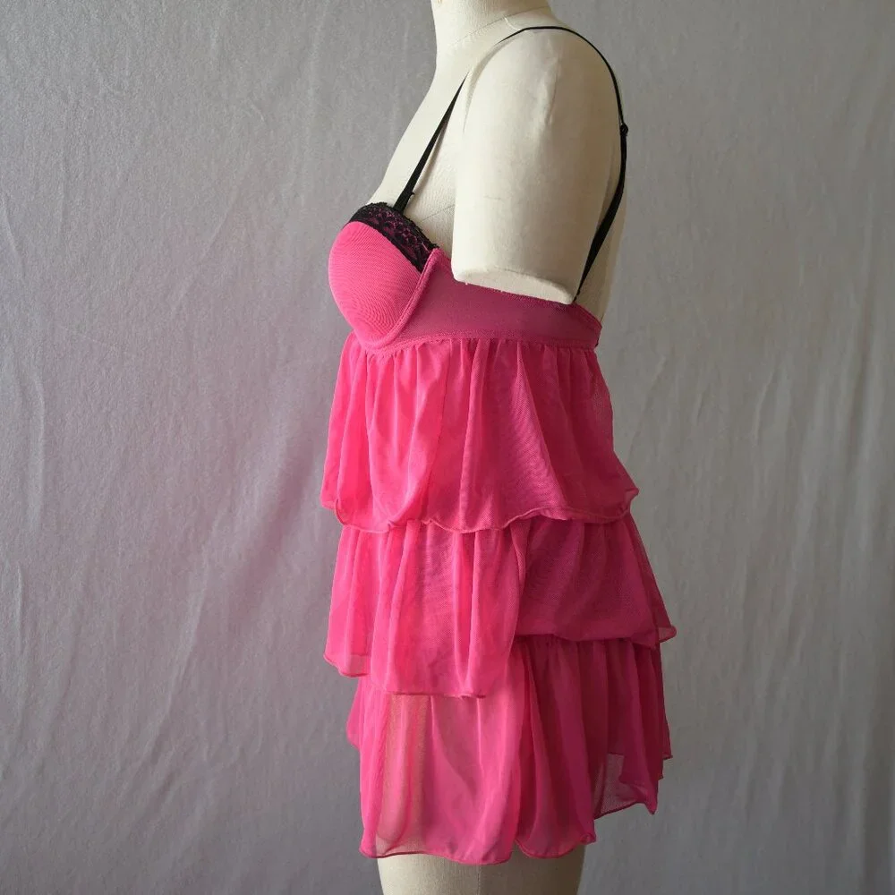 Women's Layered Lingerie Pink and Black Doll Style Size S